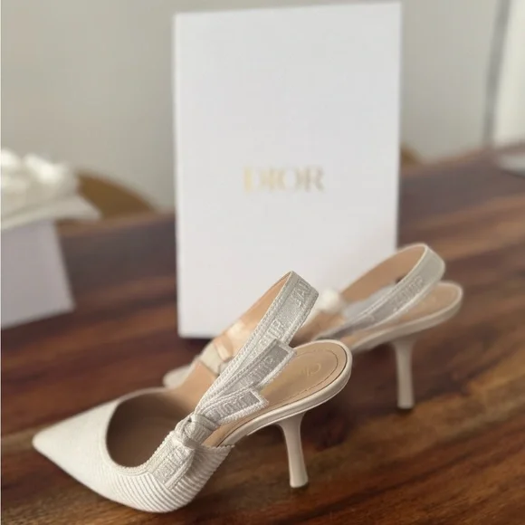 Dior Women's Elegant White Slingback Heels - Picture 2 of 14